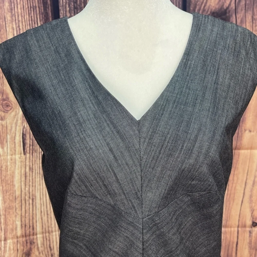 Calvin Klein gray cotton blend V-neck dress women’s size 6 Calvin Klein - Picture 6 of 13